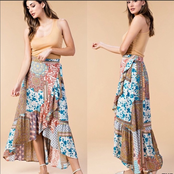 Boho Ruffle Skirt M - Picture 2 of 8